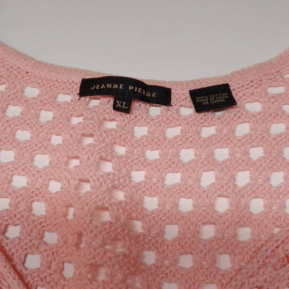 Jeanne Pierre xl crochet sweater salmon color sheer - Picture 3 of 6